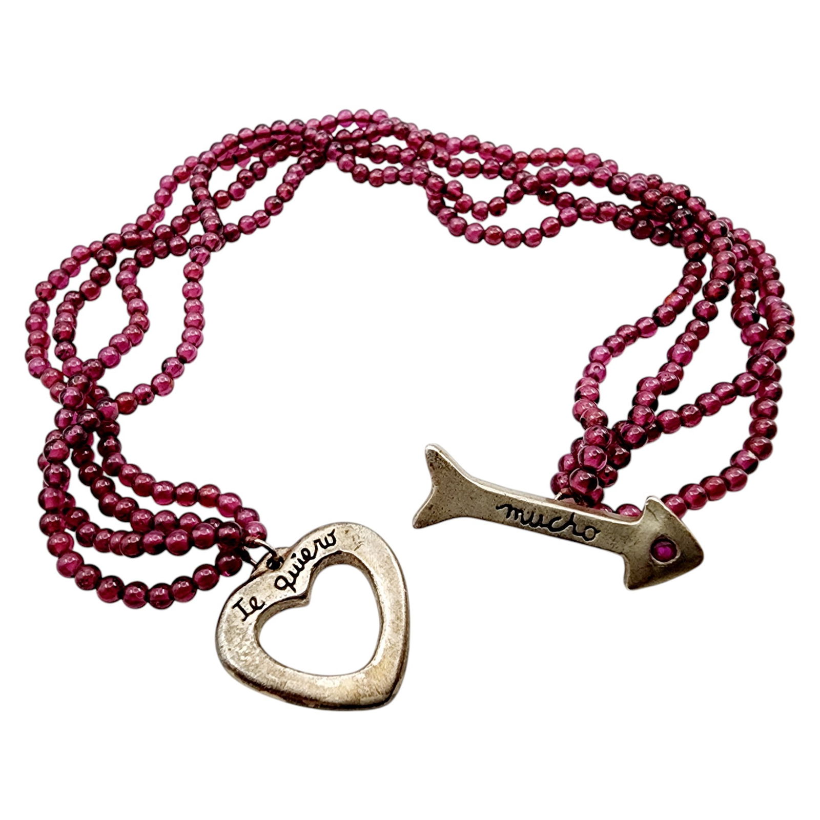 Vintage Valencia Sterling Garnet Bead Bracelet (1 of 6)