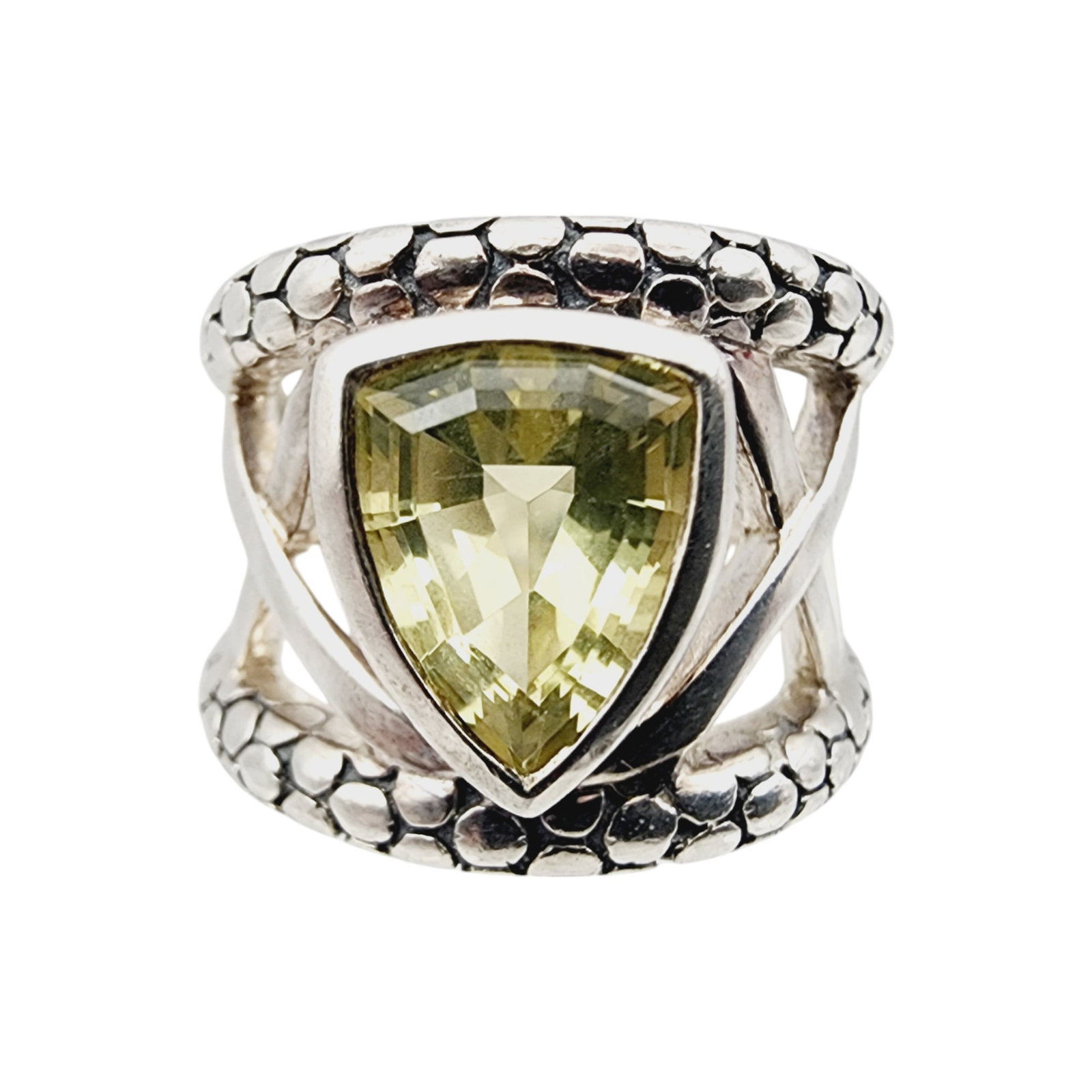 Michael Dawkins Sterling Citrine Wide Band Ring Sz 7: Michael Dawkins Sterling Citrine Wide Band Ring Sz 7 13.6g