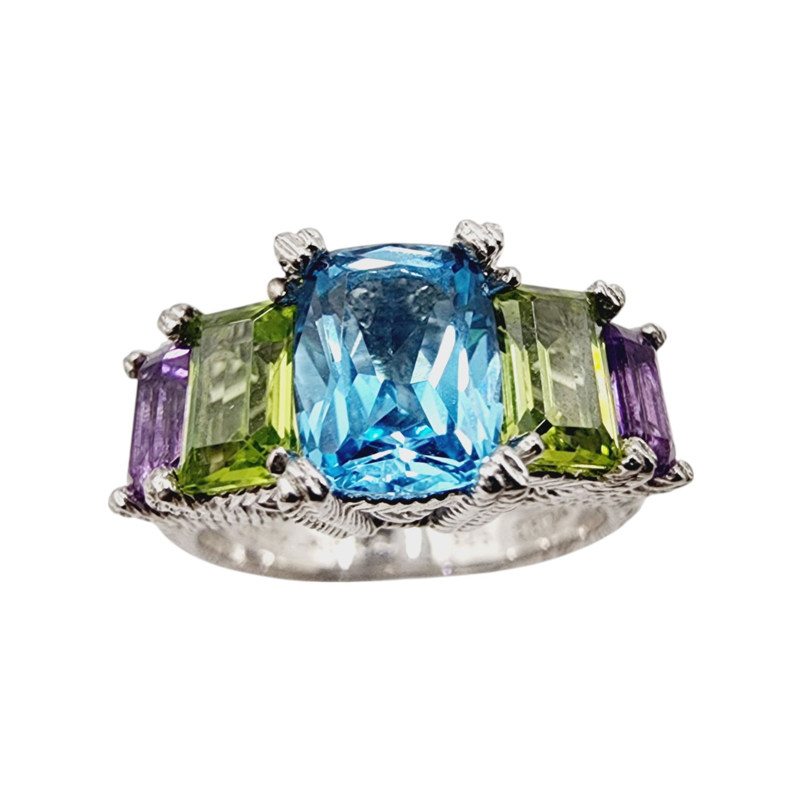 Judith Ripka Sterling Multi Stone Ring Sz 6 (1 of 6)
