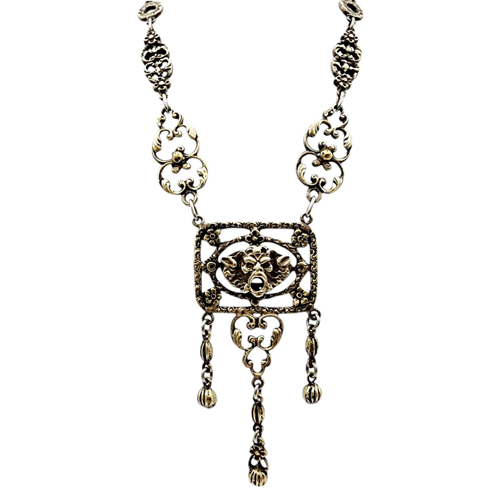 Peruzzi/Coppini/Cini Style Italian Renaissance Revival Gargoyle Necklace (1 of 10)
