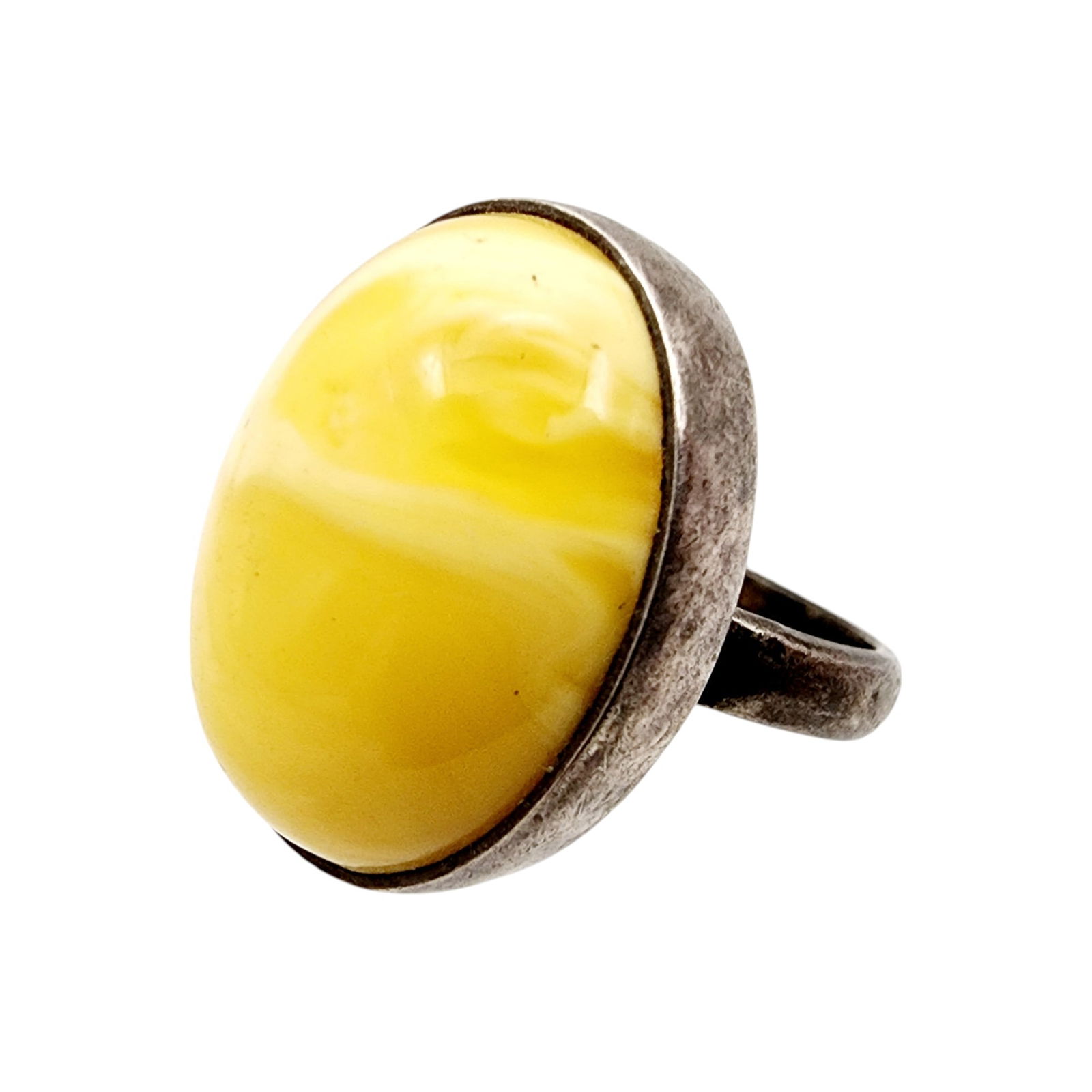 Vintage Sterling Egg Yolk Amber Ring Sz 5.5 (1 of 7)
