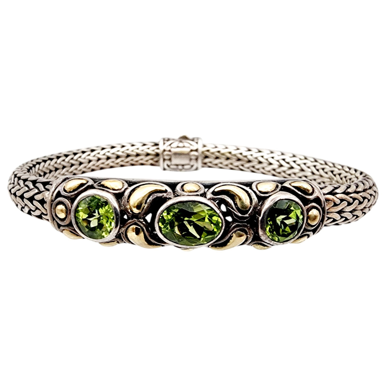 Samuel Benham 18k Gold and Sterling Peridot Bracelet (1 of 10)
