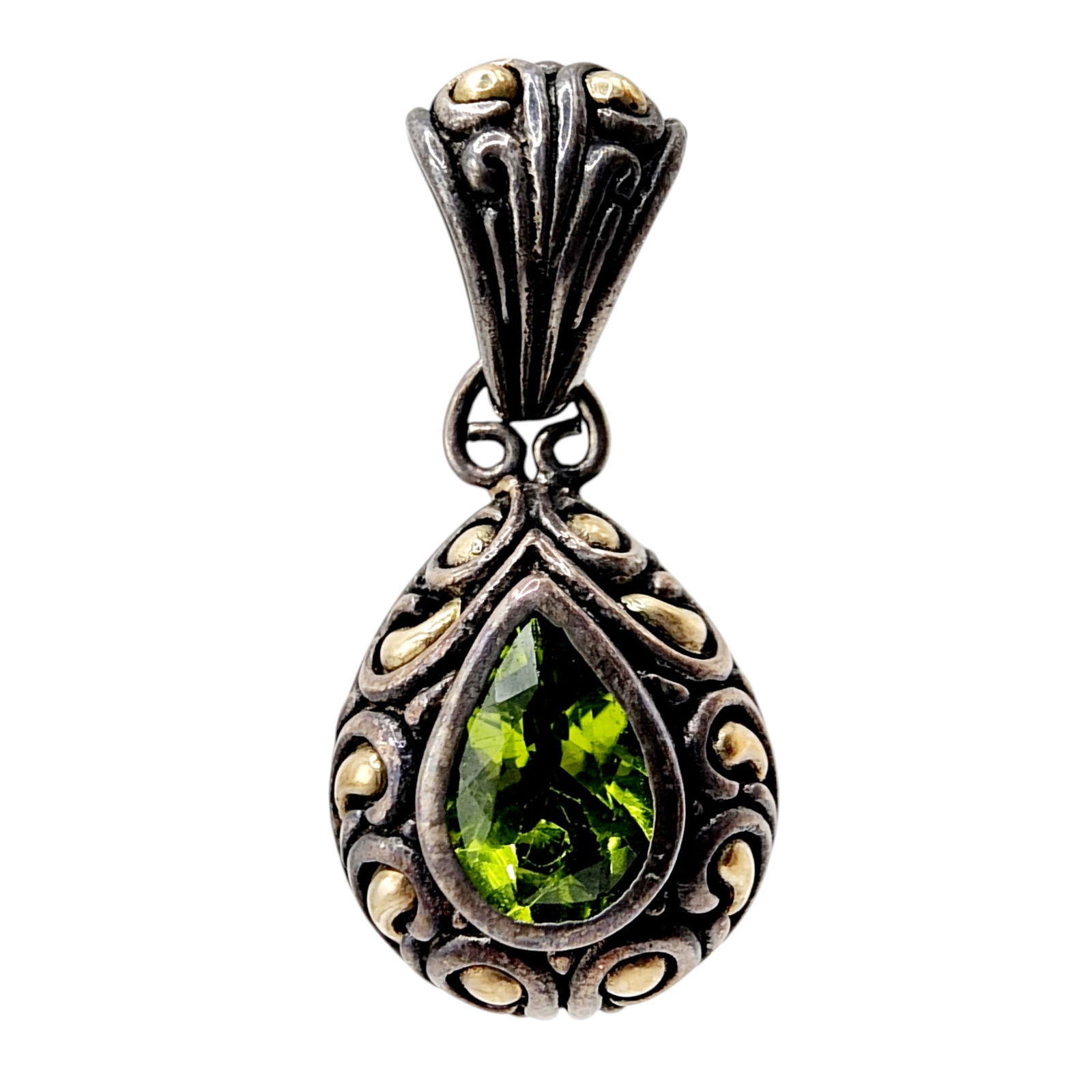 Samuel Benham 18k Gold and Sterling Peridot Pendant (1 of 6)