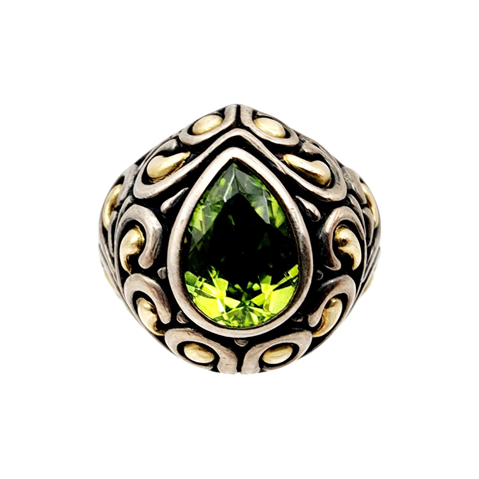 Samuel Benham 18k Gold and Sterling Peridot Ring Sz 7 (1 of 7)