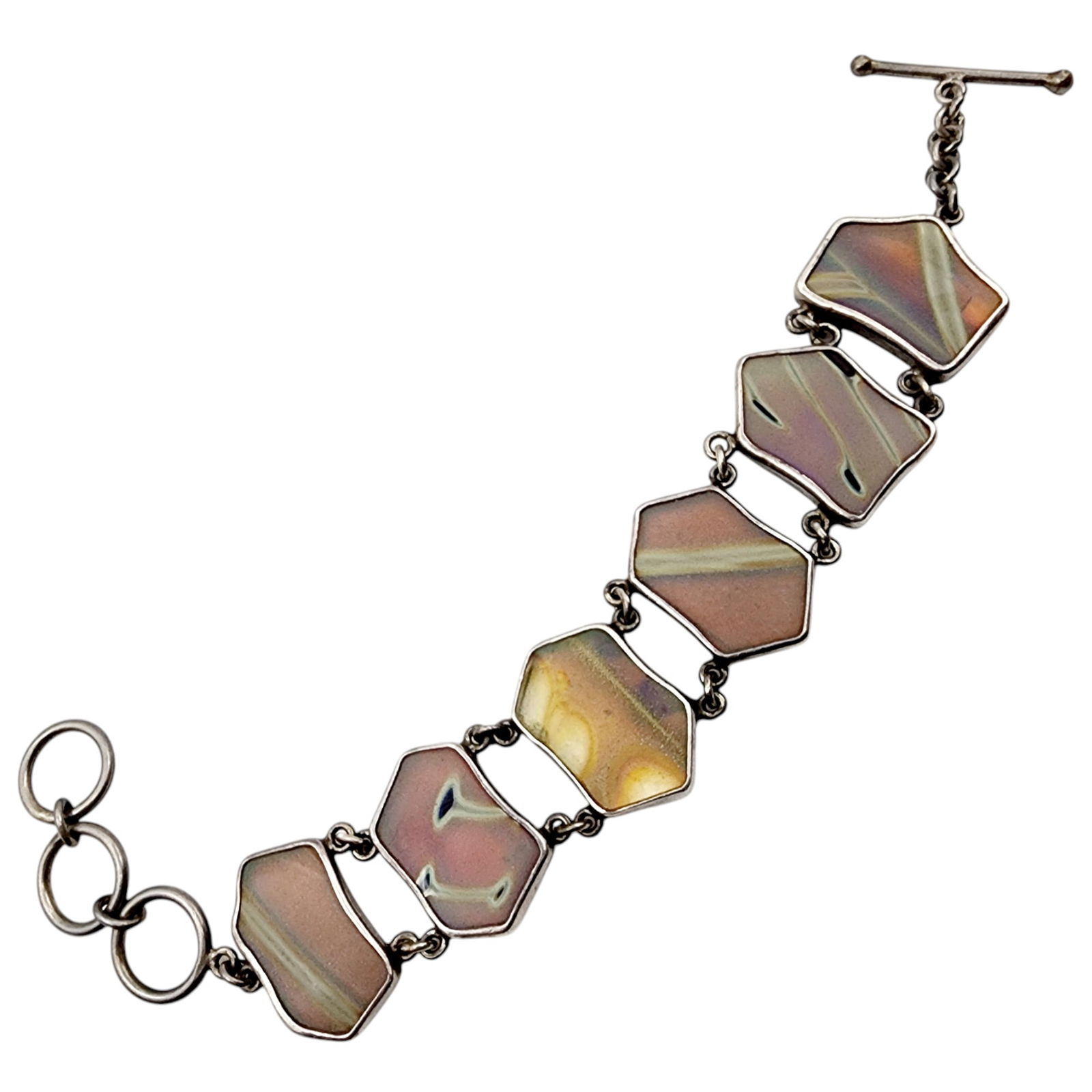 Signed Designer Geometric Sterling Link Bracelet (1 of 8)