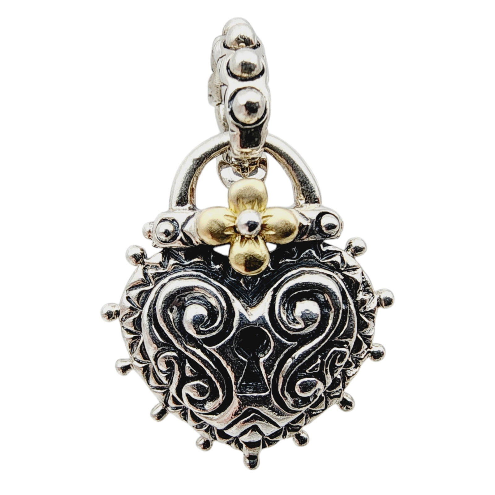 Barbara Bixby 18k Gold Sterling Heart Lock Pendant: Barbara Bixby 18k Gold Sterling Heart Lock Pendant 4.3g