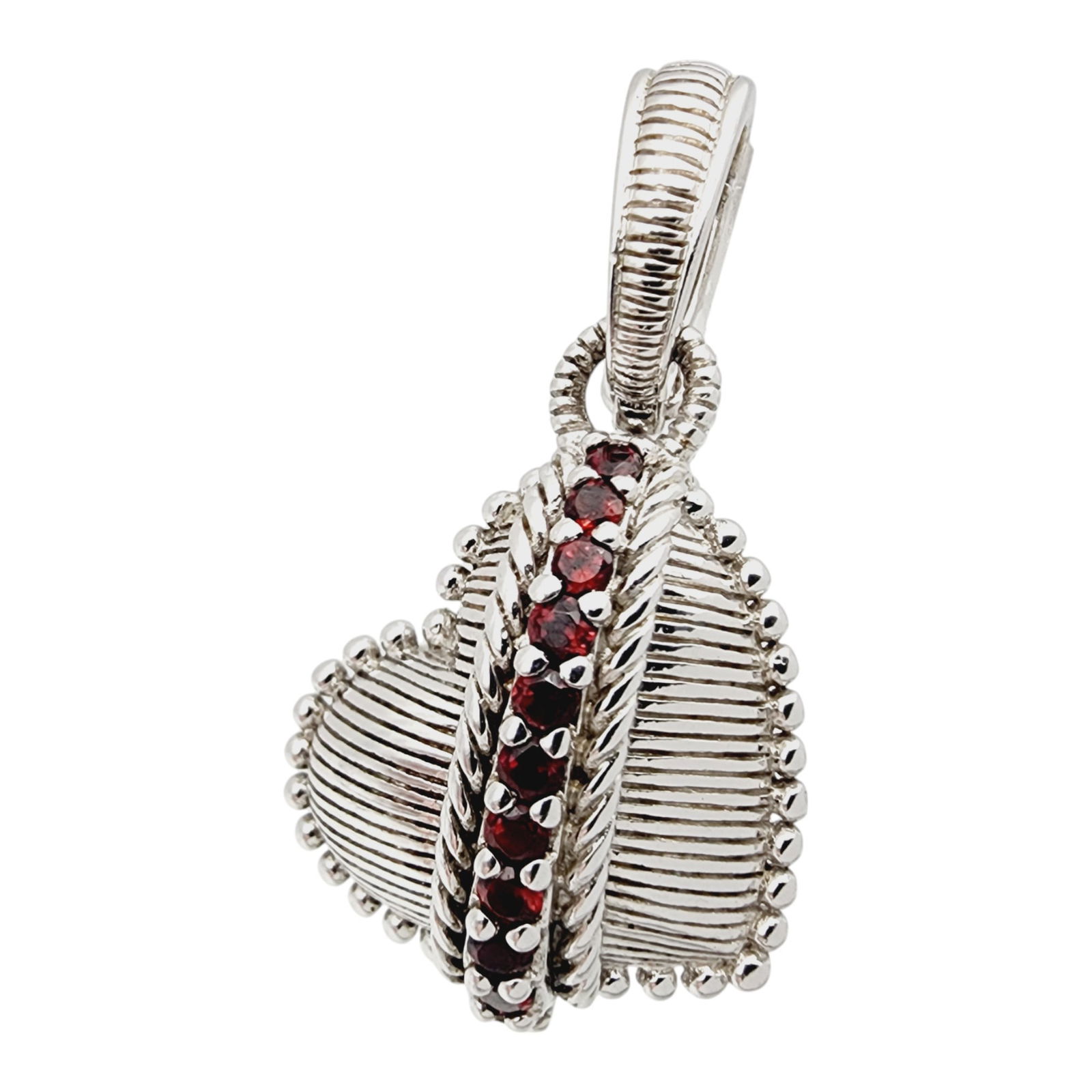 Judith Ripka Sterling Double Row Garnet Heart Pendant (1 of 4)