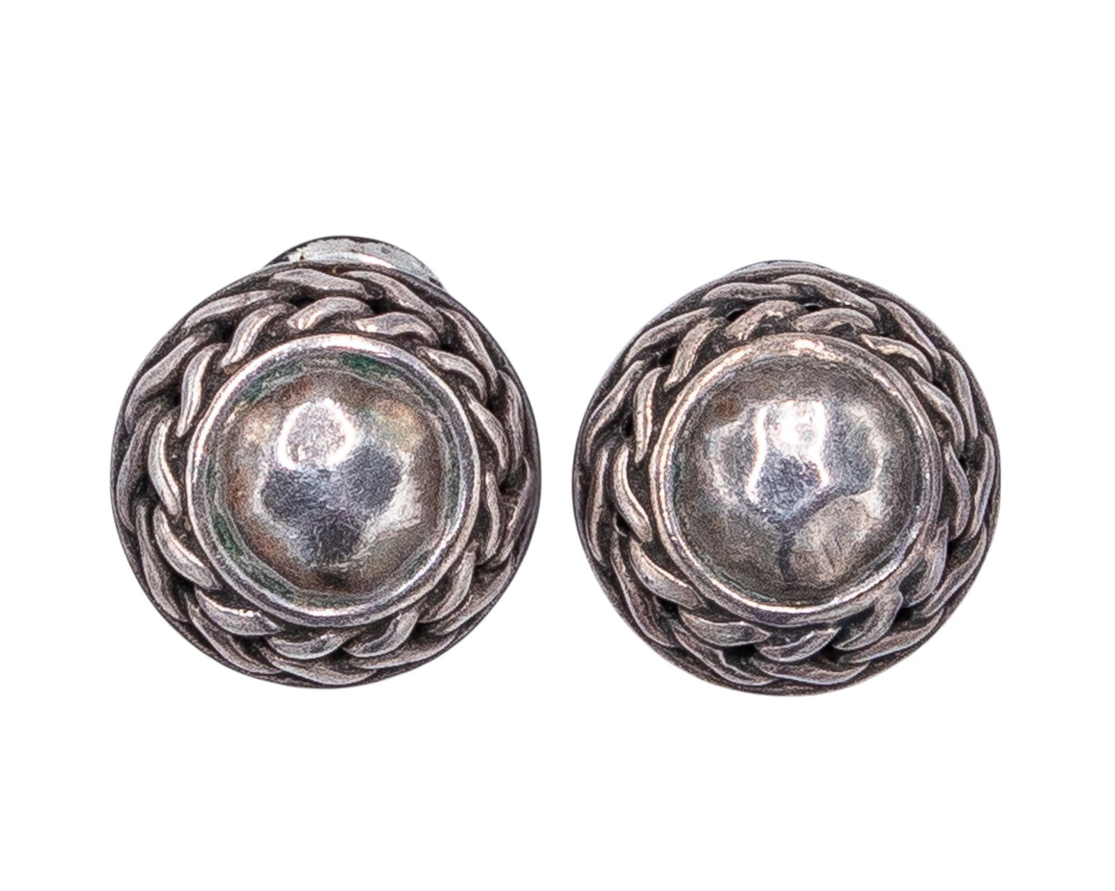 John Hardy Sterling Hammered Weave Stud Earrings: John Hardy Sterling Hammered Weave Stud Earrings 6.9g