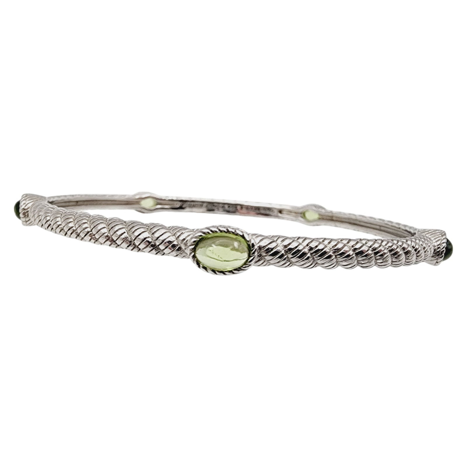 Judith Ripka Sterling Peridot Cabachon Twist Bangle Bracelet (1 of 7)