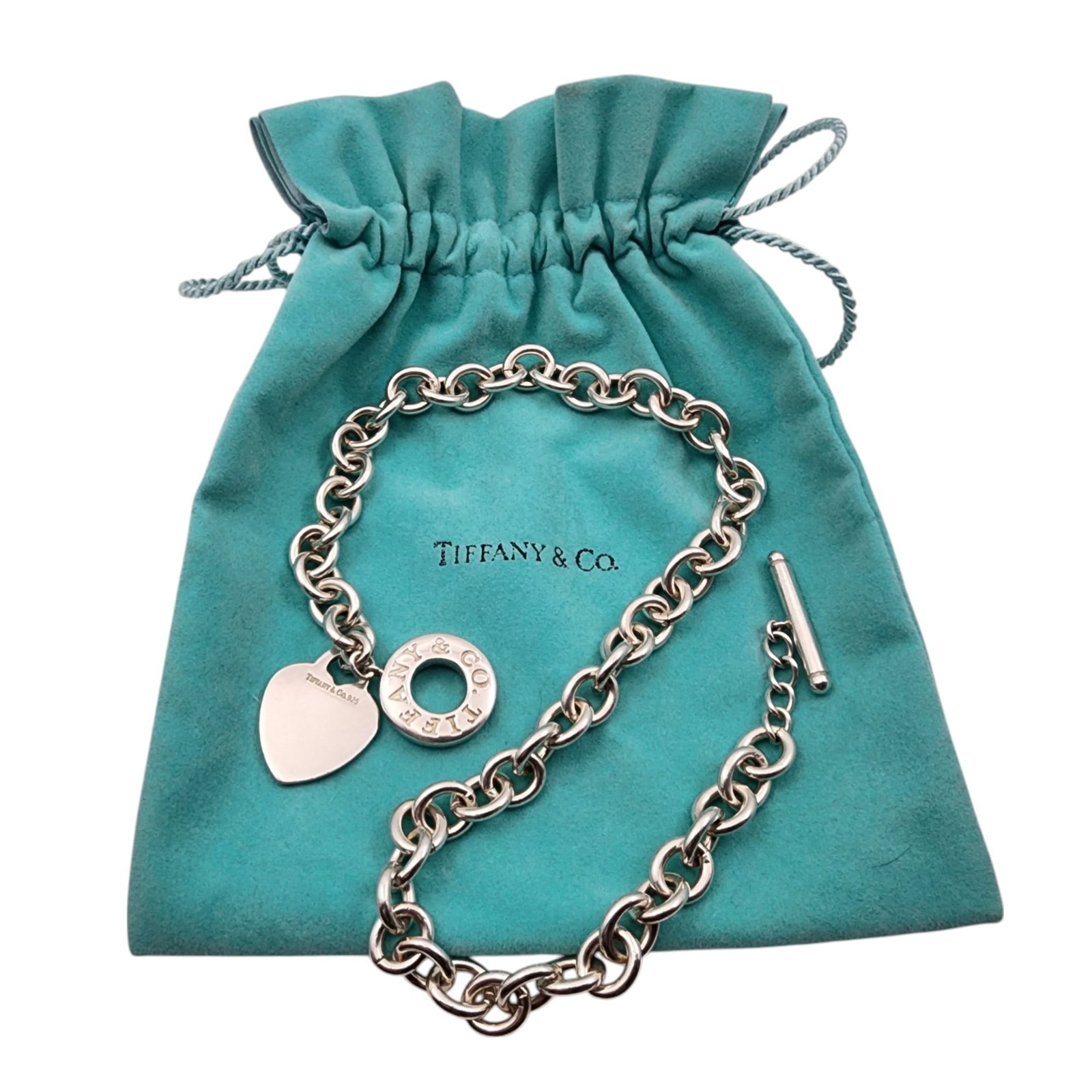 Tiffany & Co. Sterling Heart Tag Toggle Necklace: Tiffany & Co. Sterling Heart Tag Toggle Necklace 78.7g