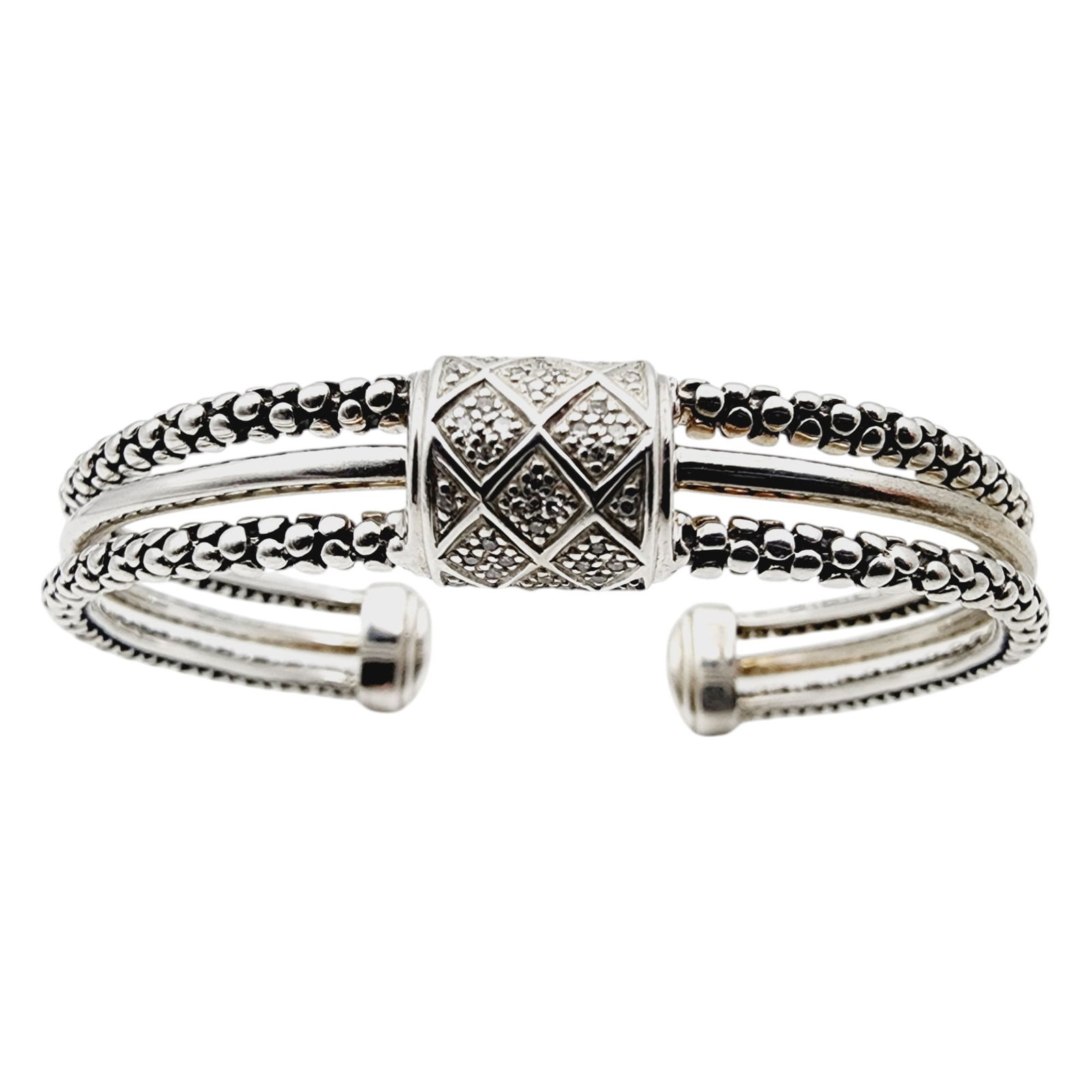 Michael Dawkins Sterling Diamond Pebble Cuff Bracelet (1 of 5)