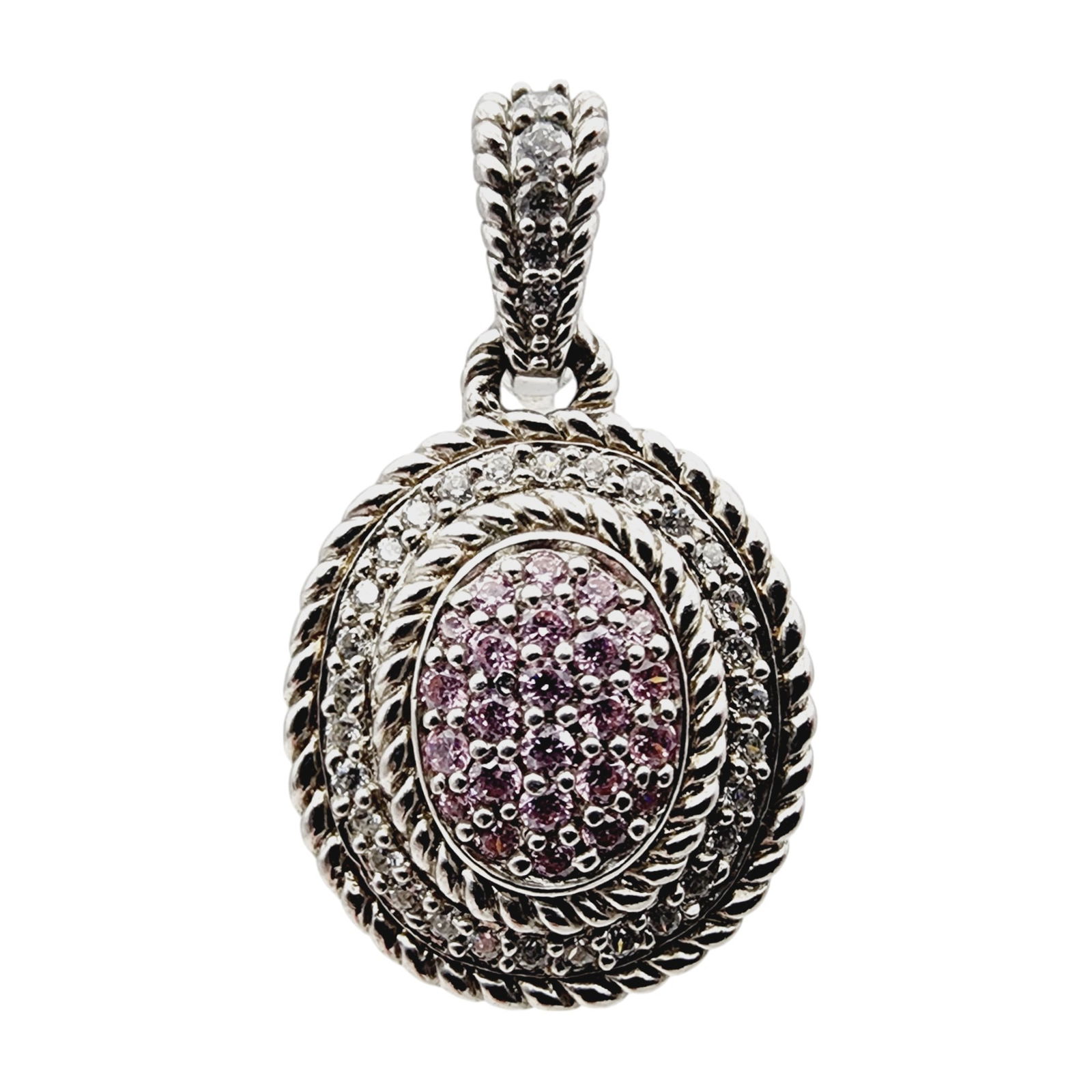 Judith Ripka Sterling Pink Cubic Zirconia Pendant: Judith Ripka Sterling Pink Cubic Zirconia Pendant 9.8g