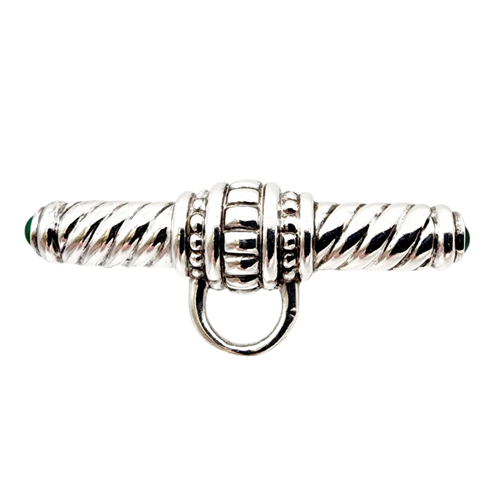 Judith RIpka Sterling Green Onyx Twisted Cable Pin Pendant Brooch: Judith RIpka Sterling Green Onyx Twisted Cable Pin Pendant Brooch 13g