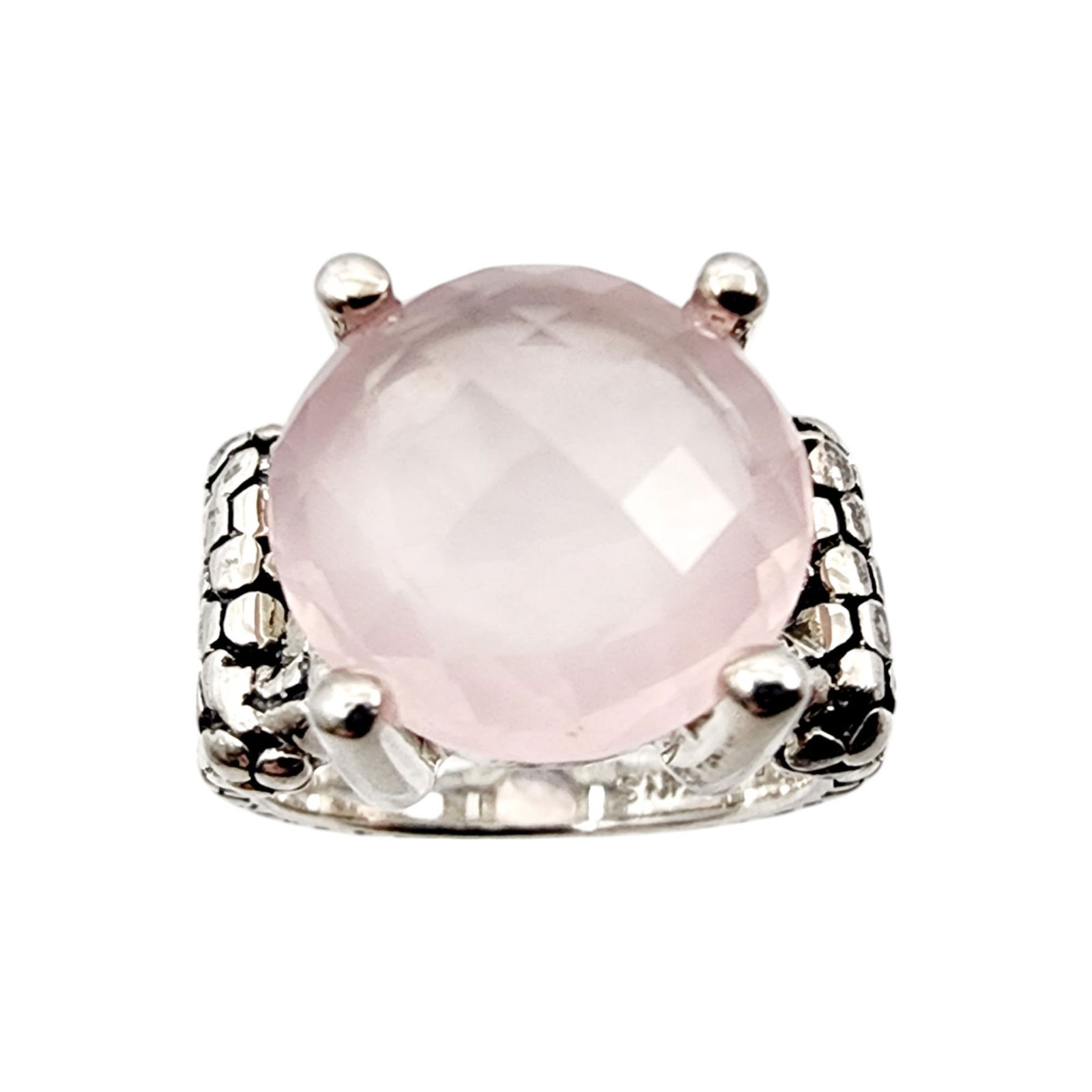 Michael Dawkins Sterling Rose Quartz Pebble Ring Sz 7 (1 of 6)