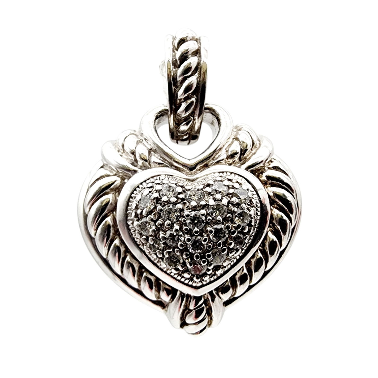 Judith Ripka Sterling Cubic Zirconia Heart Pendant: Judith Ripka Sterling Cubic Zirconia Heart Pendant 14.8g