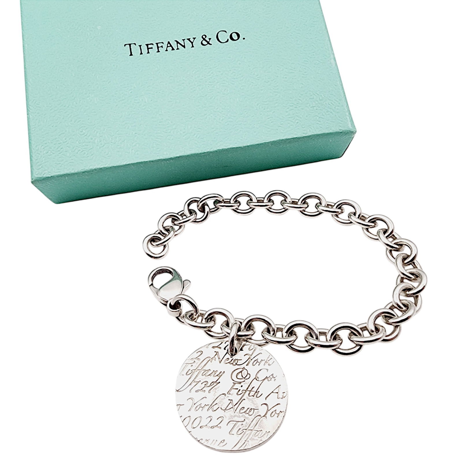 Tiffany & Co. Sterling Fifth Ave. Notes Tag Charm Bracelet (1 of 7)