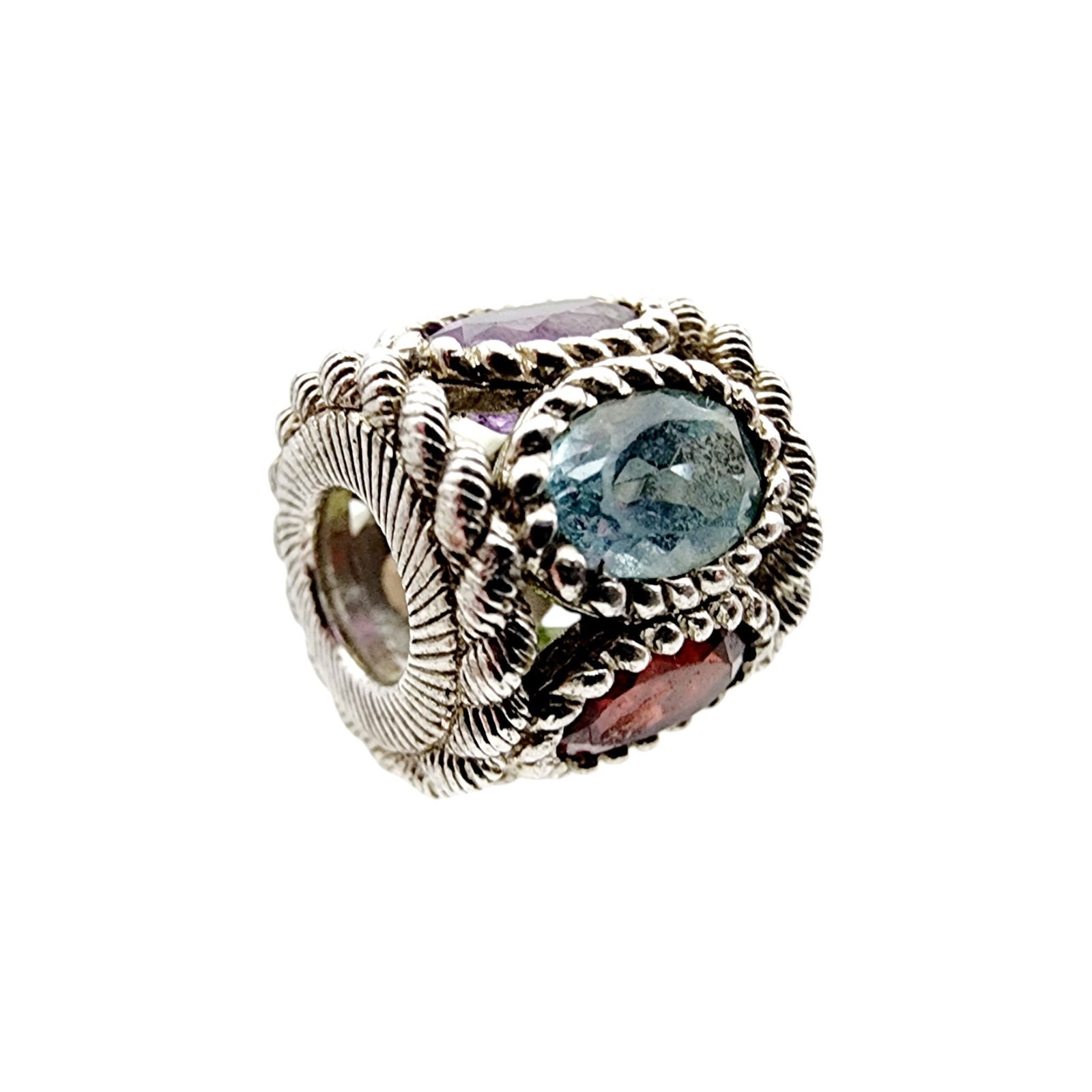 Judith Ripka Sterling Multi Stone Barrel Charm Pendant: Judith Ripka Sterling Multi Stone Barrel Charm Pendant 3.1g