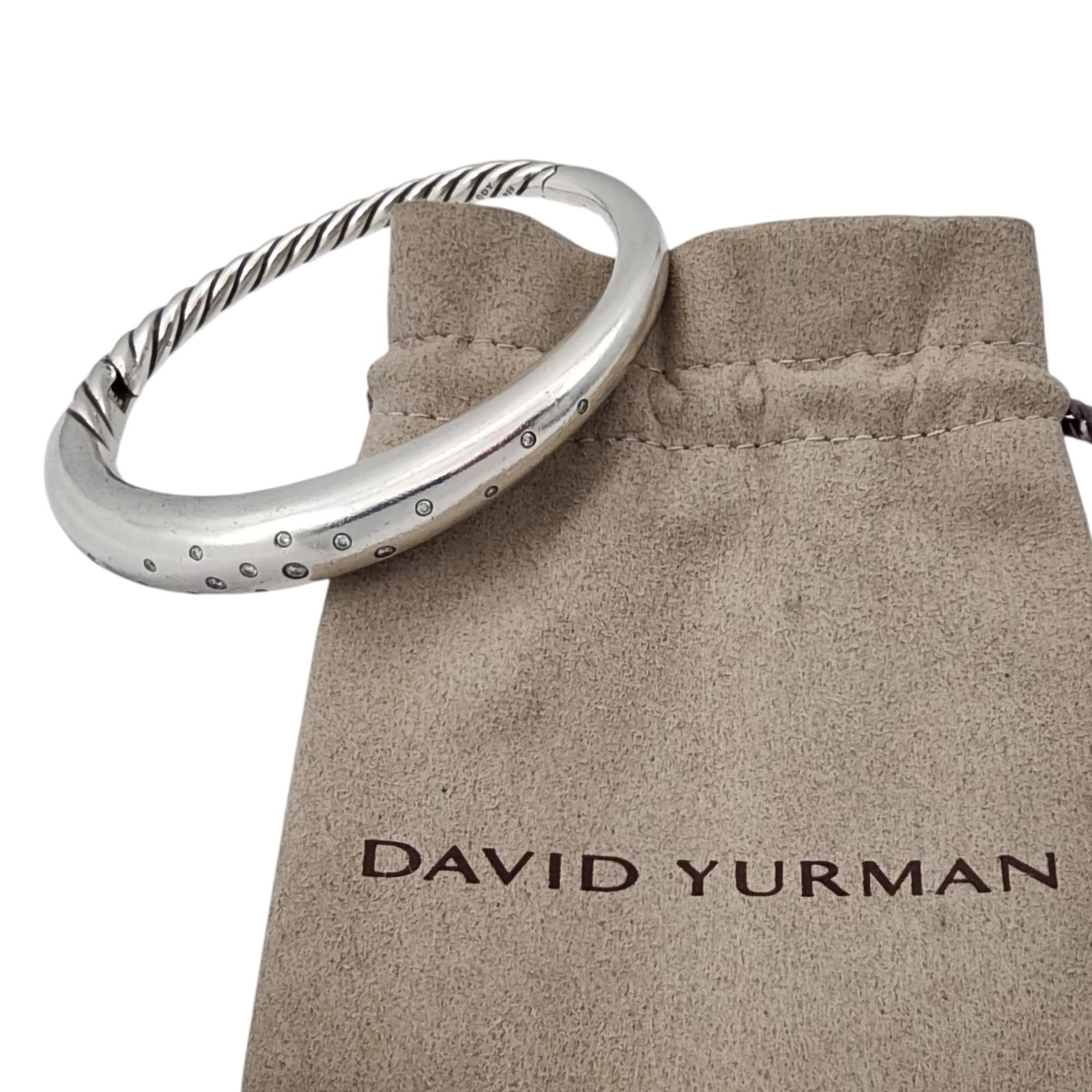 David Yurman Sterling Diamond Pure Form Bracelet (1 of 12)