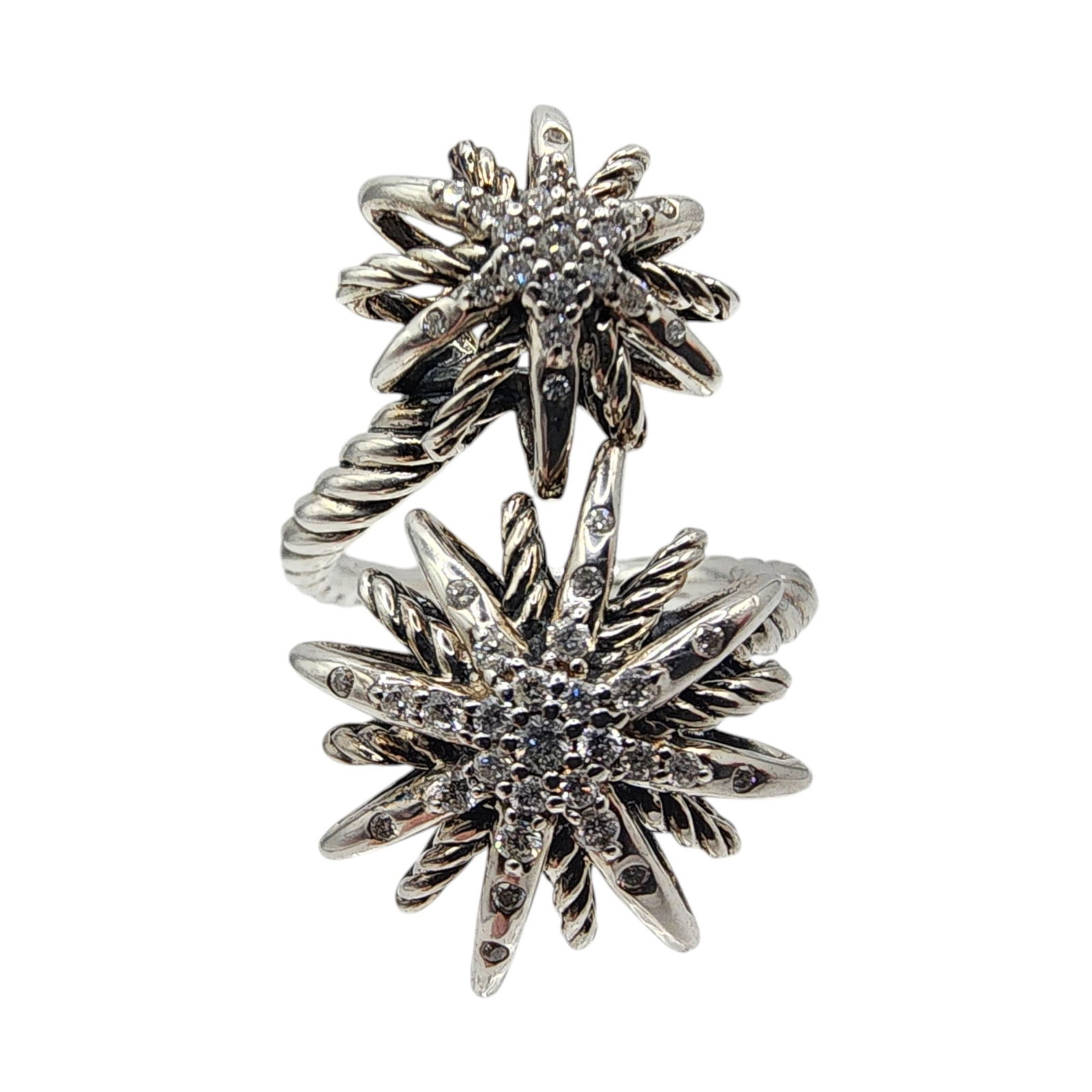 David Yurman Starburst Sterling Diamond Bypass Ring (1 of 7)
