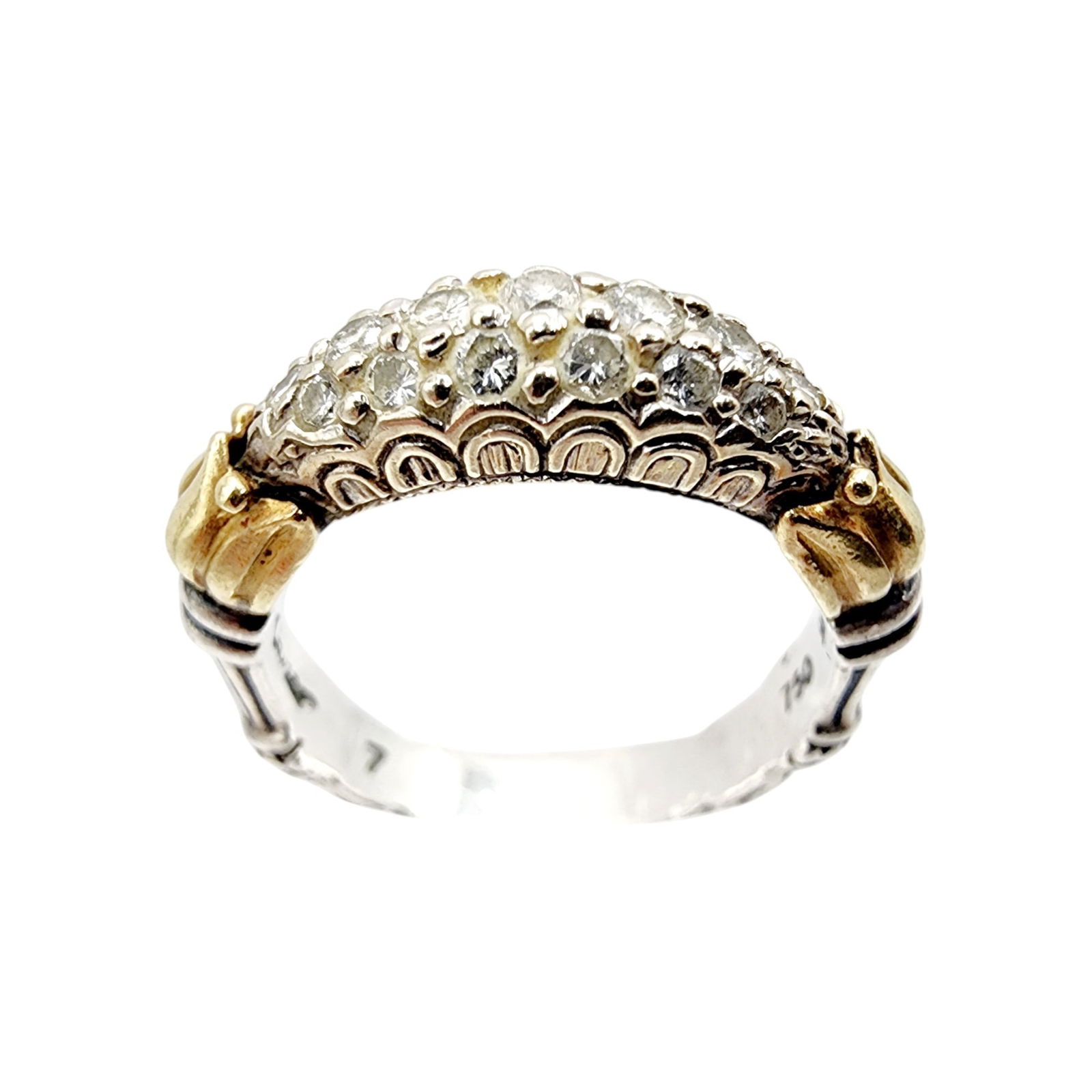 Lagos Caviar 18kt Gold and Sterling Arcadian Tulip Diamond Ring Sz 9.5 (1 of 7)