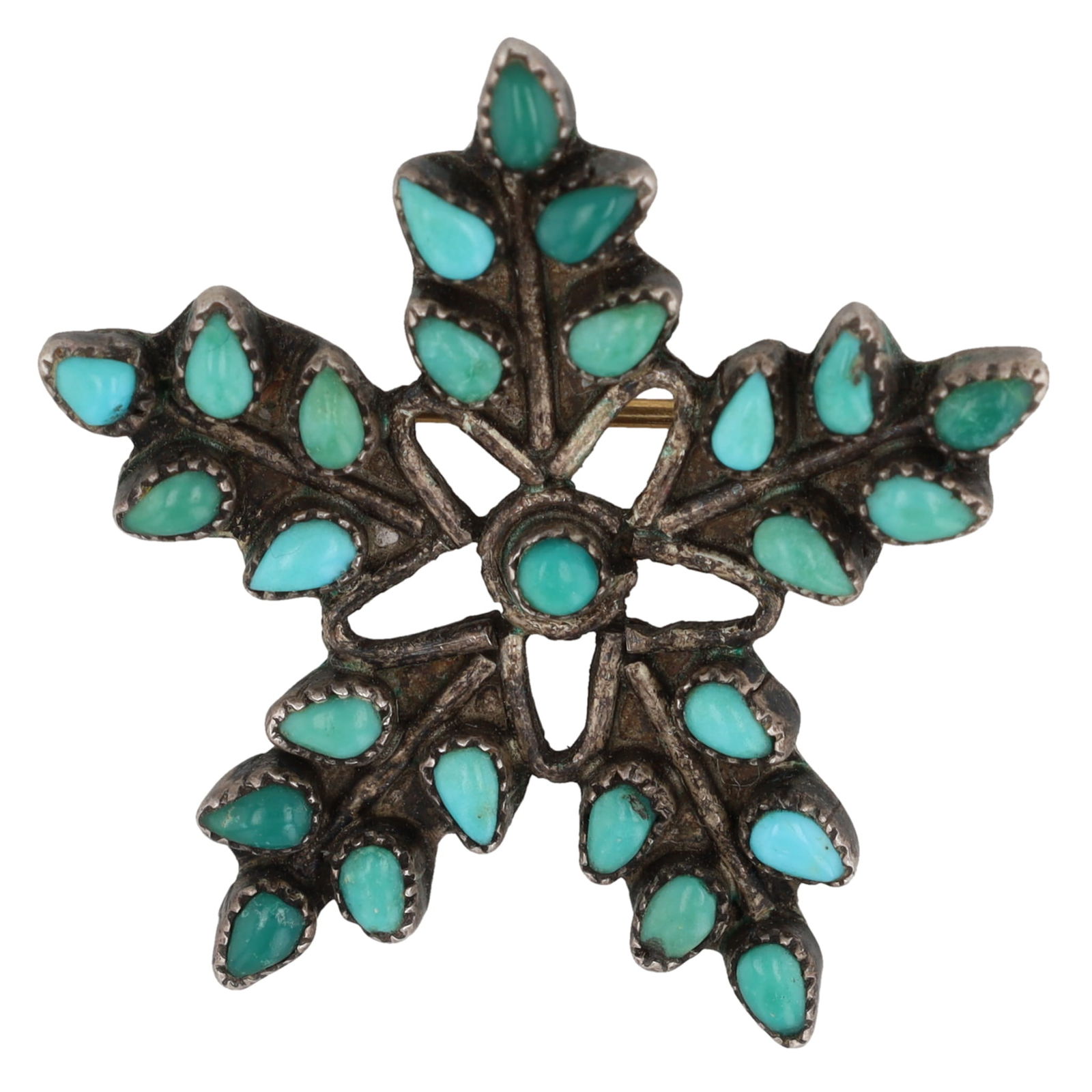 Vintage Zuni Sterling Turquoise Petit Point Brooch (1 of 3)