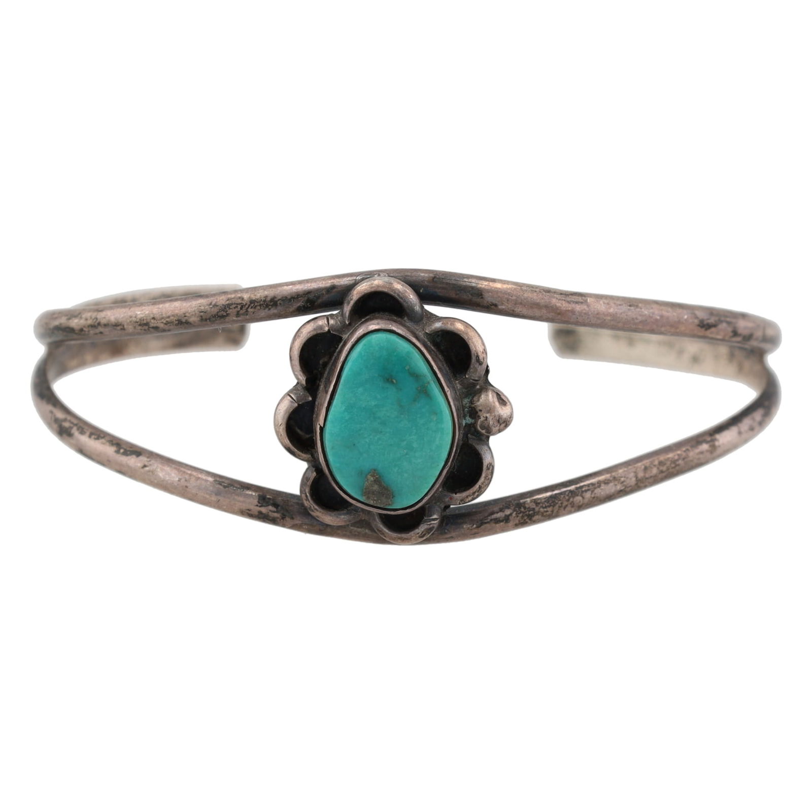 Vintage Navajo Sterling Turquoise Cuff Bracelet (1 of 6)