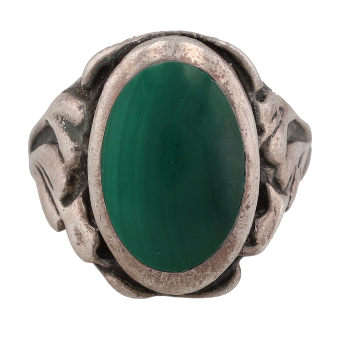 Vintage Navajo Sterling Malachite Ring Sz. 6.5 (1 of 5)