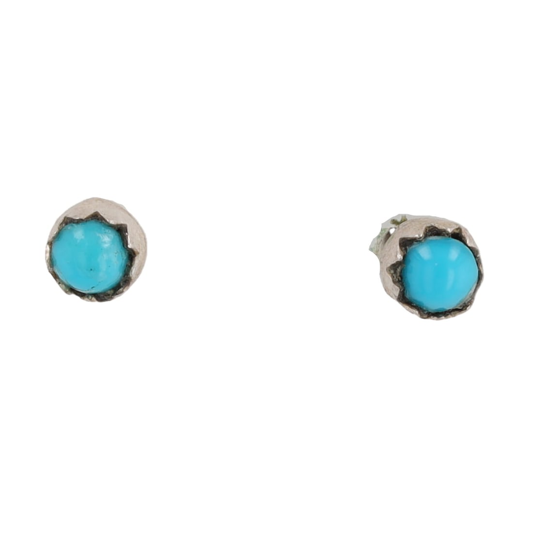 Vintage Navajo Sterling Turquoise Stud Earrings: Vintage Navajo Snake Eye Turquoise Sterling Stud Earrings 0.5g