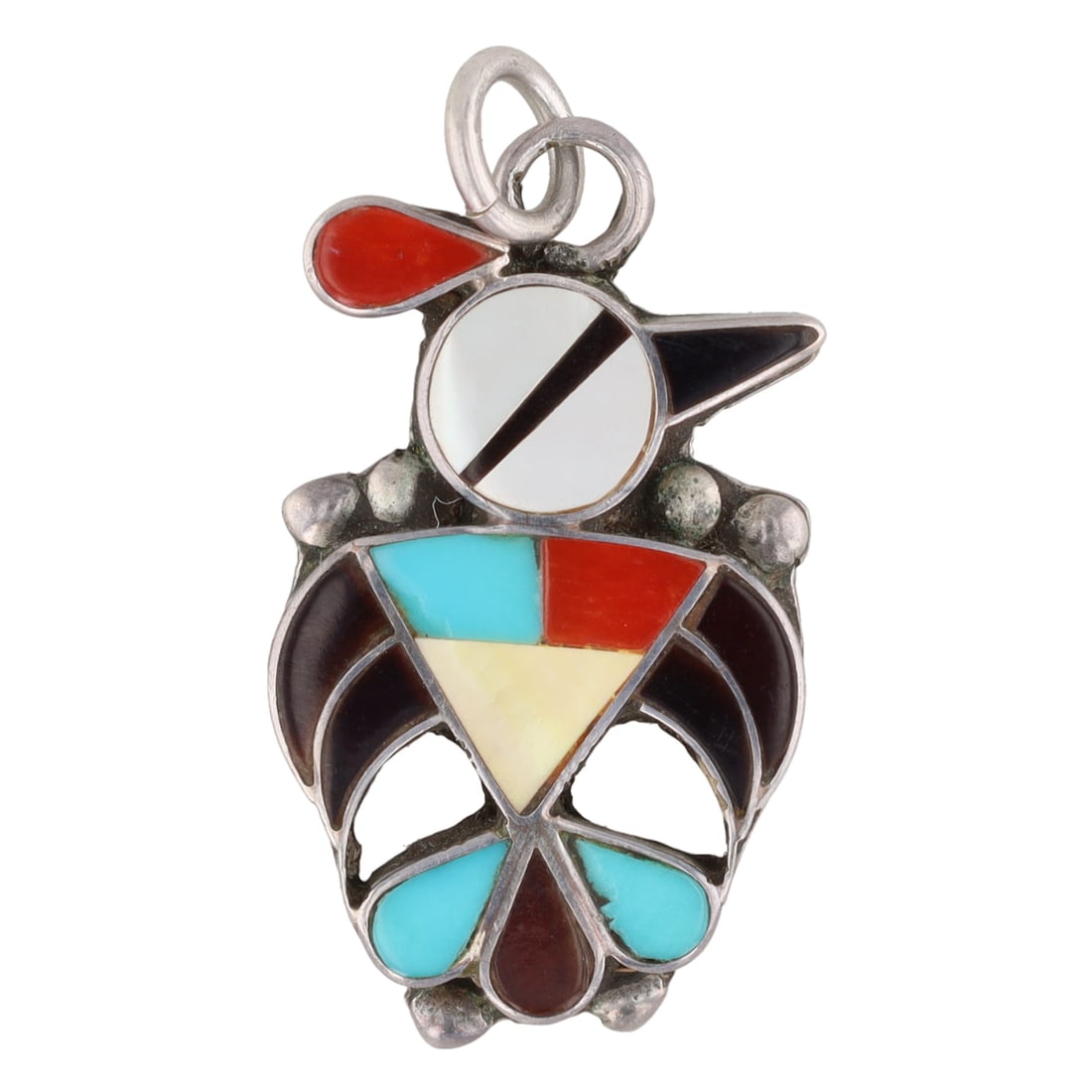 Zuni Sterling Multistone Inlay Bird Pendant (1 of 3)