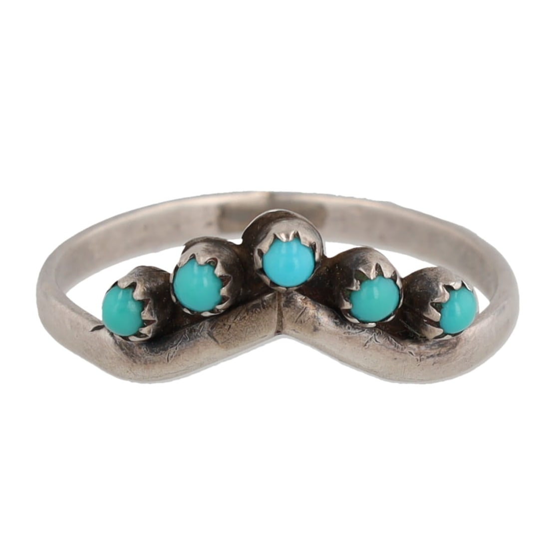 Vintage Navajo Sterling Snake Eye Turquoise Ring Sz. 6.25 (1 of 5)
