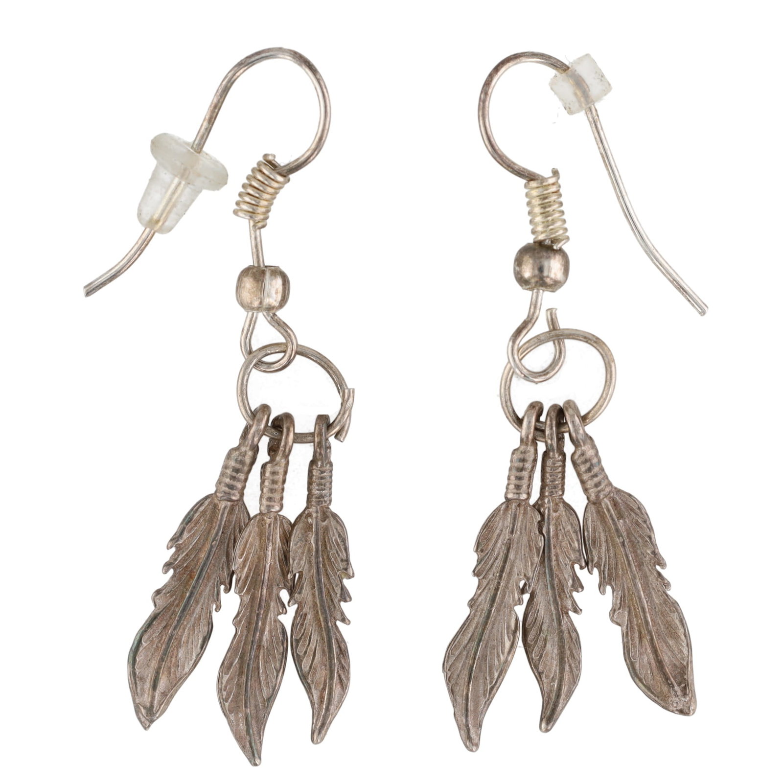 Vintage Navajo Sterling Feather Dangle Earrings: Vintage Navajo Sterling Feather Dangle Earrings 2.5g