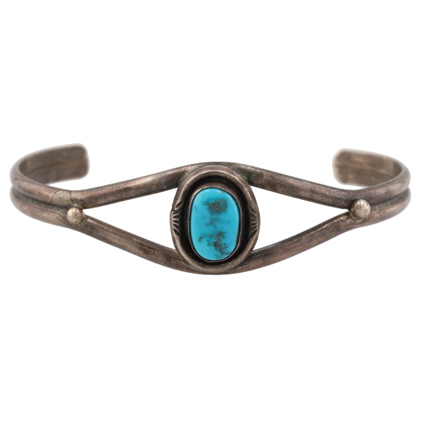 Vintage Navajo Sterling Turquoise Cuff Bracelet (1 of 6)