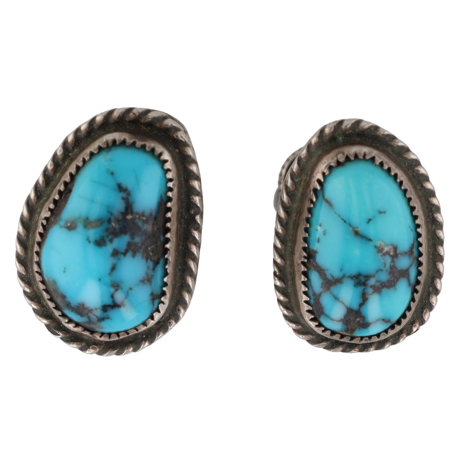 Vintage Navajo Sterling Turquoise Screwback Earrings: Vintage Navajo Turquoise Sterling Screwback Earrings 5g
