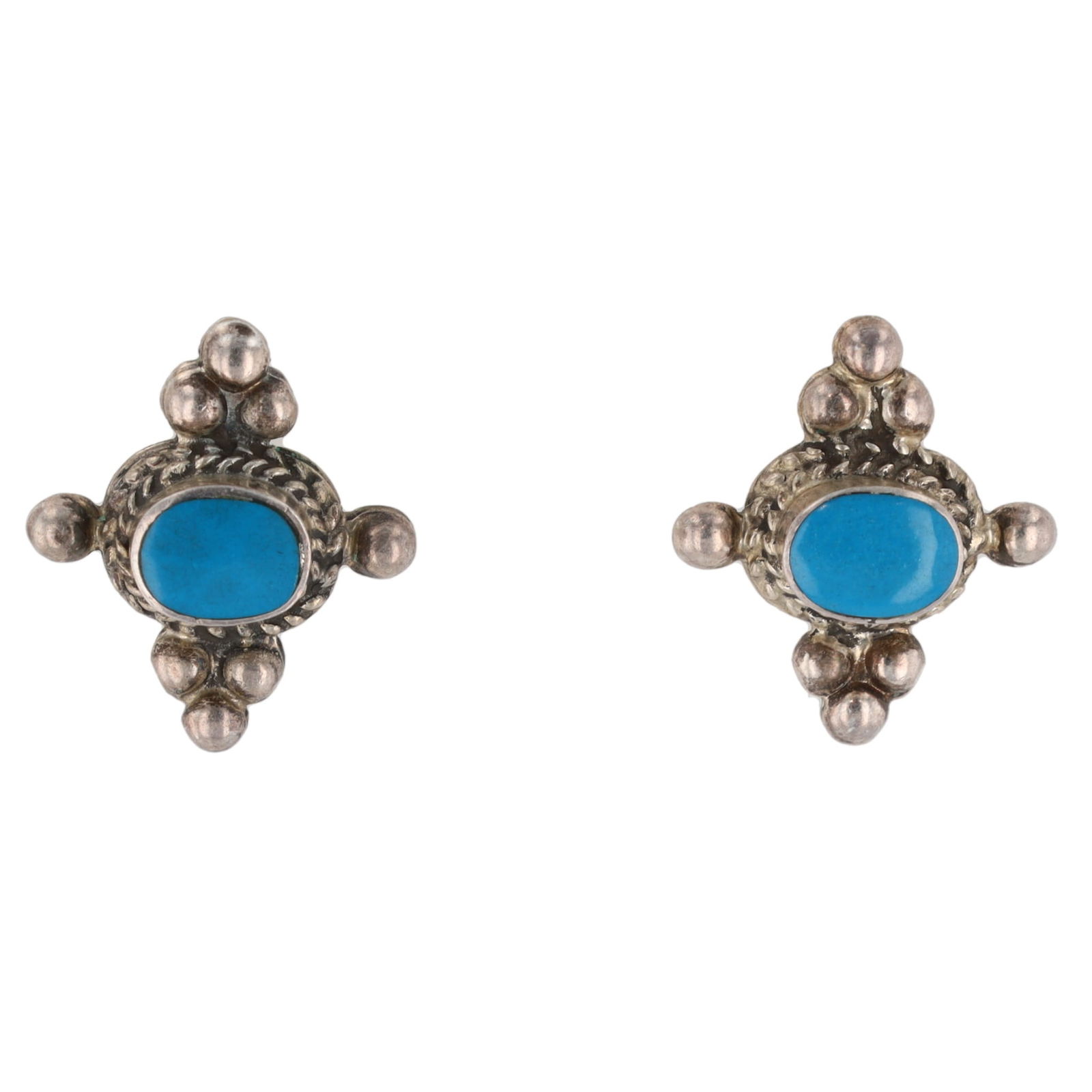 Vintage Southwestern Sterling Turquoise Stud Earrings: Vintage Southwestern Turquoise Sterling Stud Earrings 3.5g