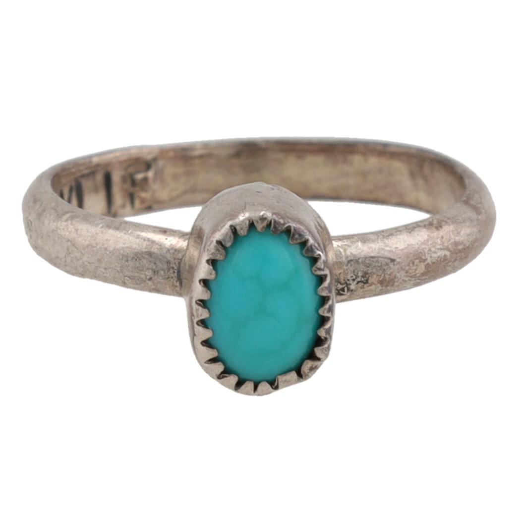 Signed Navajo Sterling Turquoise Ring Sz. 4.5 (1 of 6)