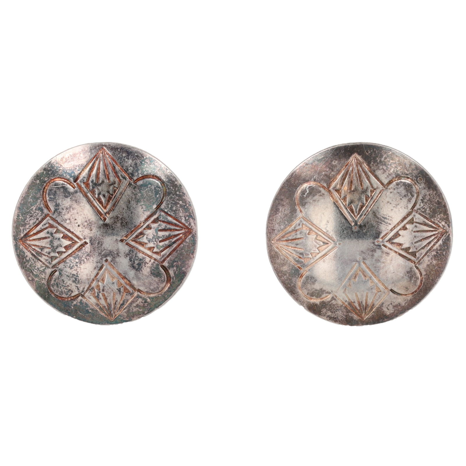 Vandy Sterling Concho Style Stud Earrings: Vandy Sterling Concho Style Earrings 4g