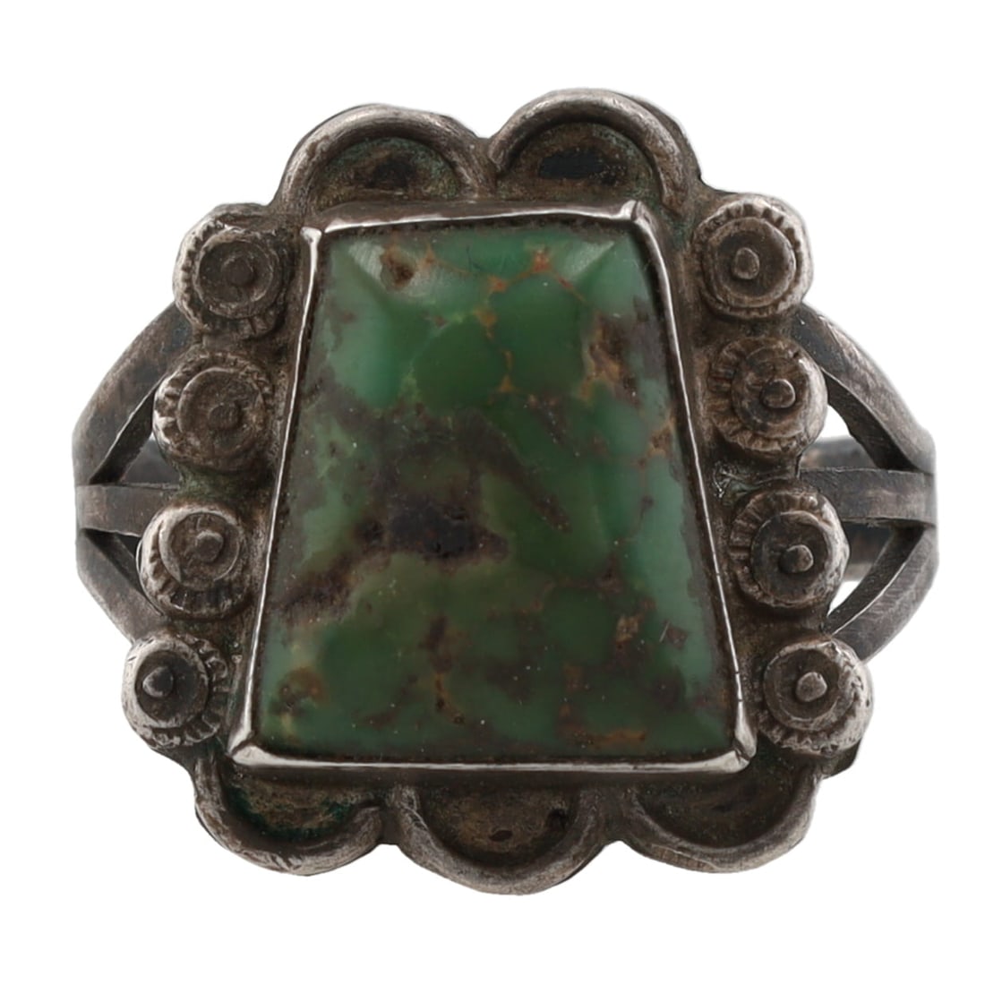 Old Vintage Navajo Sterling Green Turquoise Ring Sz. 7.75 (1 of 5)