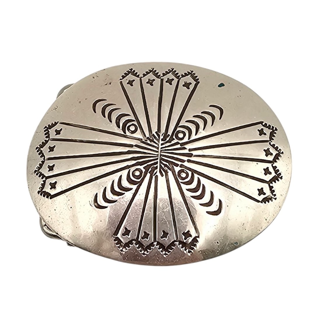 Navajo Sterling Silver Stamp Work Belt Buckle 11.8 G (1 of 3)