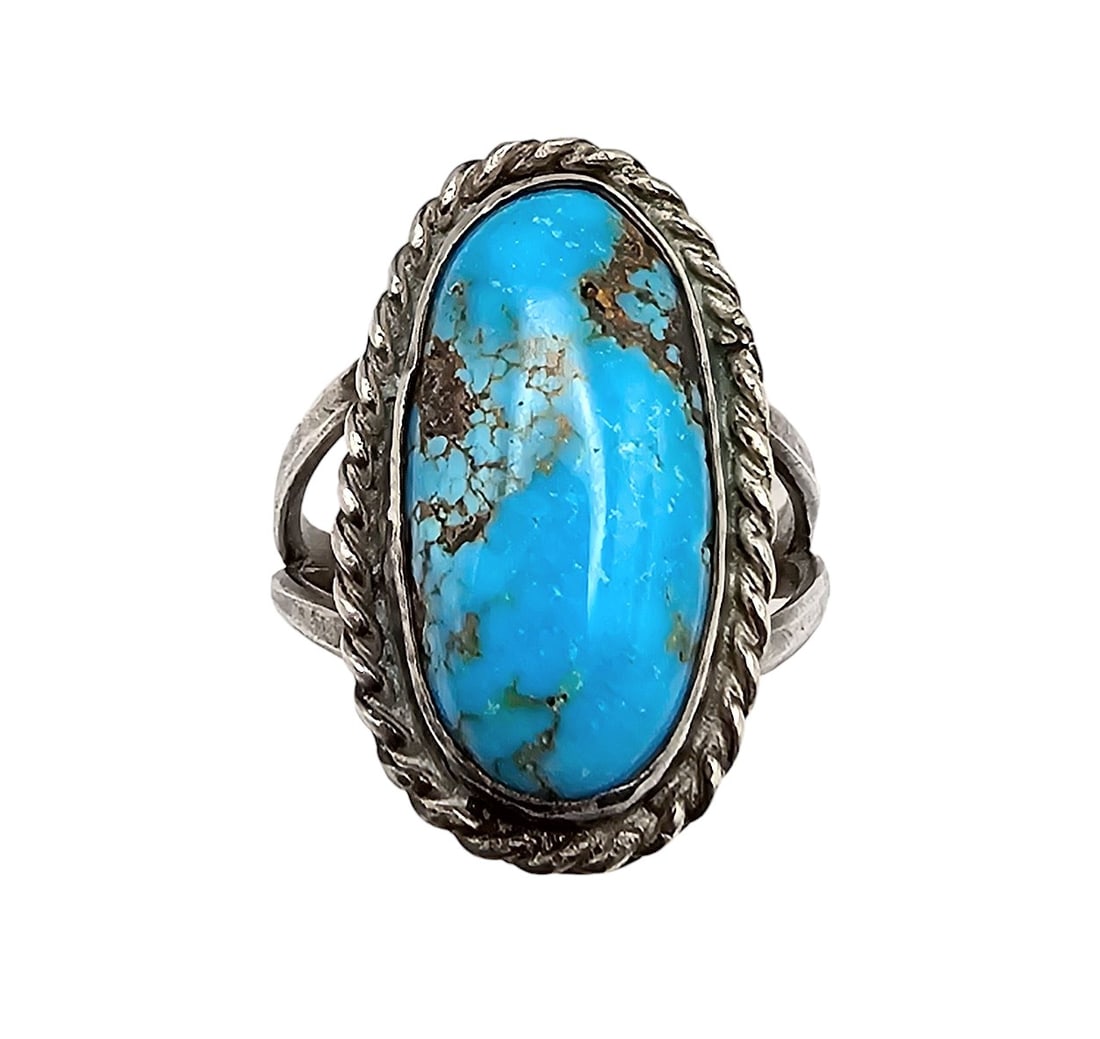 Navajo Turquoise Sterling Silver Ring Size 4.5 4.4 G (1 of 4)