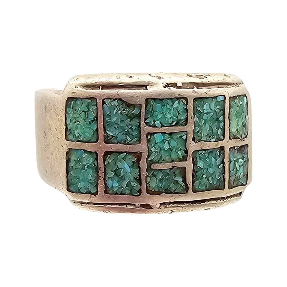 Navajo Crushed Turquoise Sterling Silver Ring Size 11 13.3 G (1 of 4)