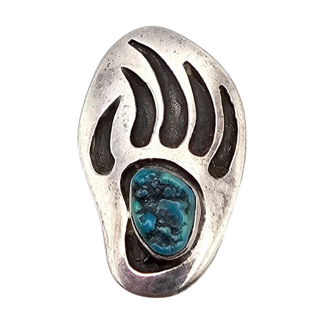 Navajo Turquoise Sterling Silver Bear Paw Ring Size 6.75 11.3 G: Navajo Turquoise Sterling Silver Bear Paw Ring Size 6.75 11.3 G