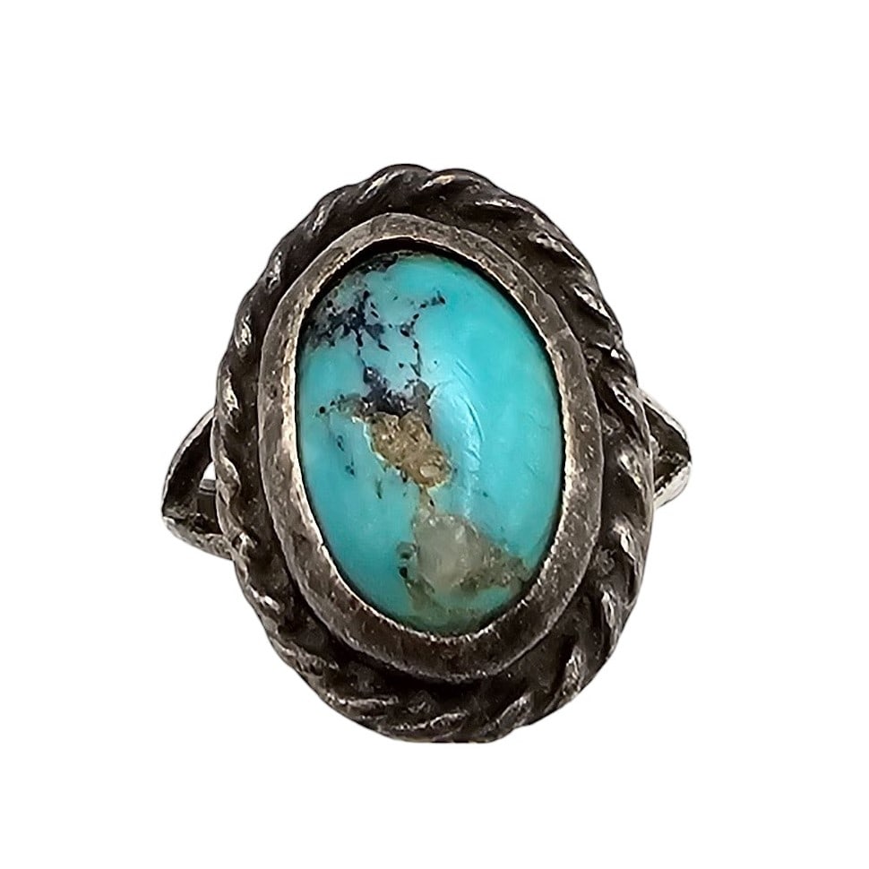 Navajo Turquoise Sterling Silver Ring Size 5.25 4.5 G (1 of 4)