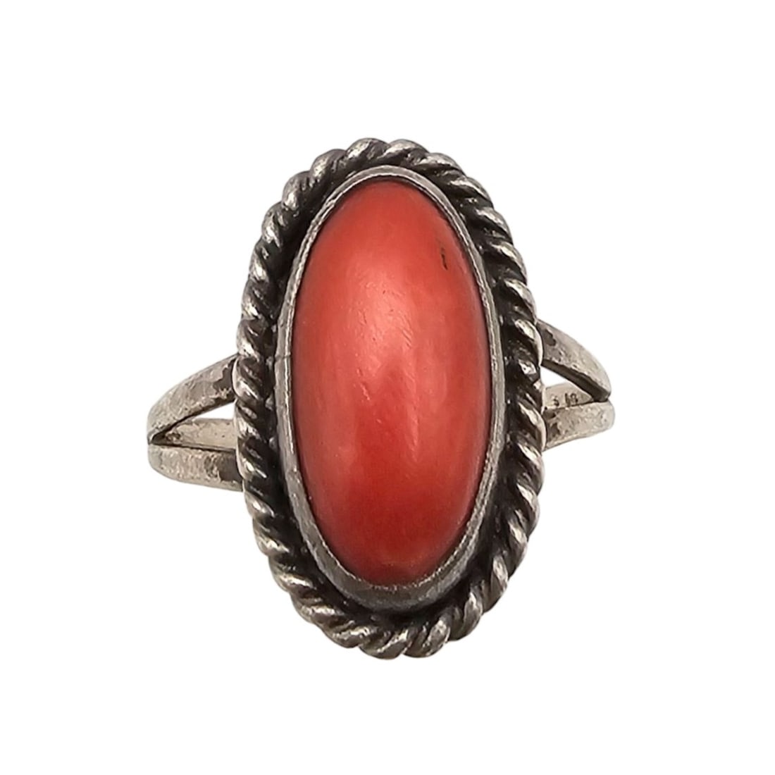 Navajo Coral Sterling Silver Ring Size 6.5 3.8 G (1 of 4)