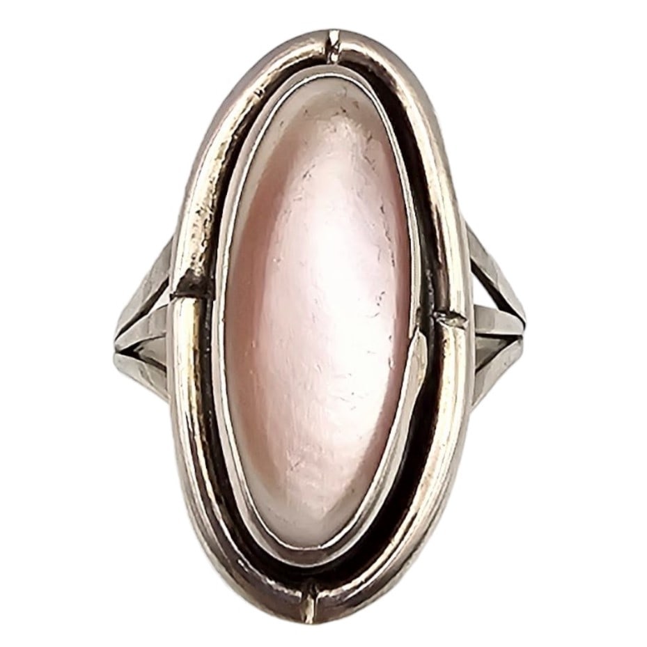 Navajo Mother Of Pearl Sterling Silver Ring Size 5.75 4.6 G (1 of 4)