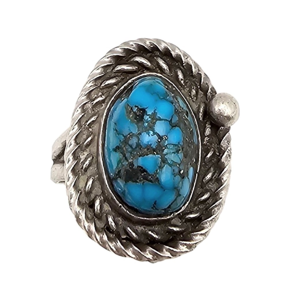 Navajo Turquoise Sterling Silver Ring Size 5.75 6.8 G (1 of 4)
