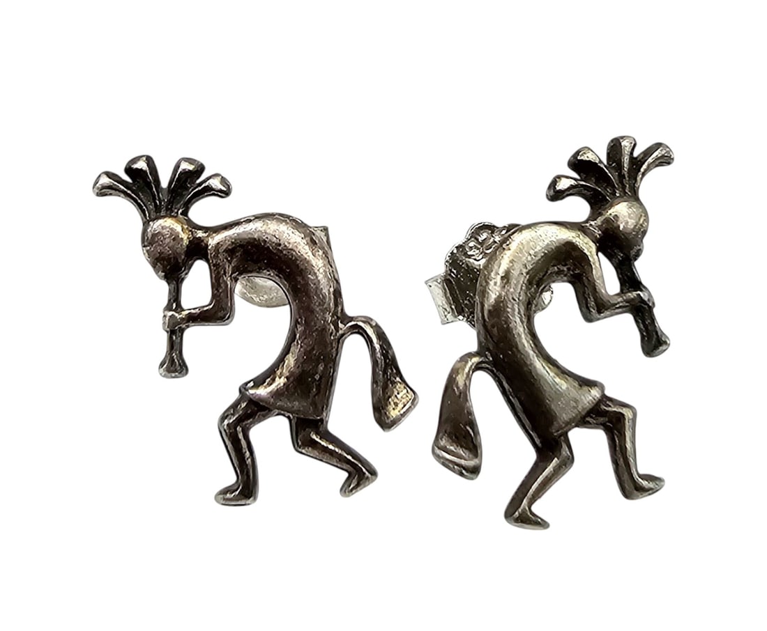 Sunwest Silver Co Albuquerque Sterling Silver Kokopelli Dancer Drop Dangle Earrings 1.1 G (1 of 4)