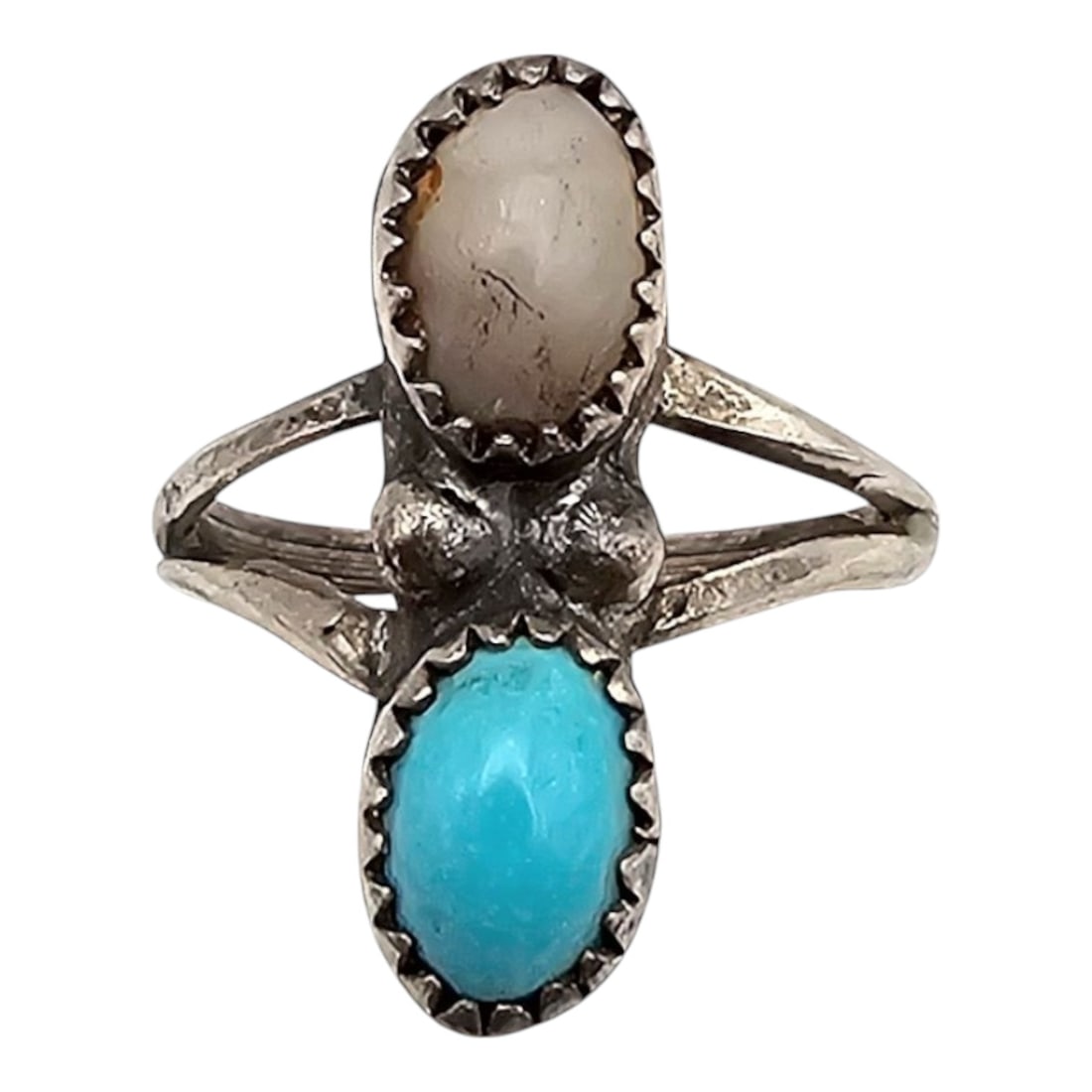 Navajo Turquoise Mother Of Pearl Sterling Silver Ring Size 3.75 1.9 G: Navajo Turquoise Mother of Pearl Sterling Silver Ring Size 3.75 1.9 G