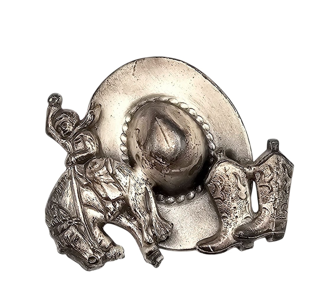 Southwestern Sterling Silver Cowboy Boots Hat Bronco Brooch 12 G: Southwestern Sterling Silver cowboy boots hat bronco Brooch 12 G