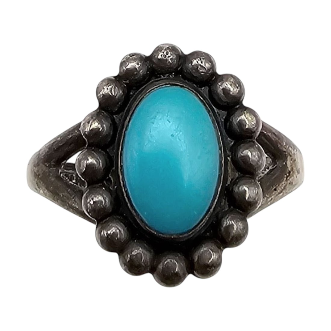Signed Navajo Turquoise Sterling Silver Ring Size 7.25 4.1 G (1 of 4)