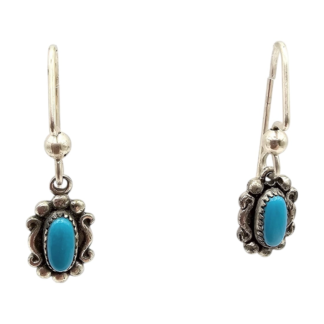 Southwestern Turquoise Sterling Silver Drop Dangle Earrings 2.4 G (1 of 4)